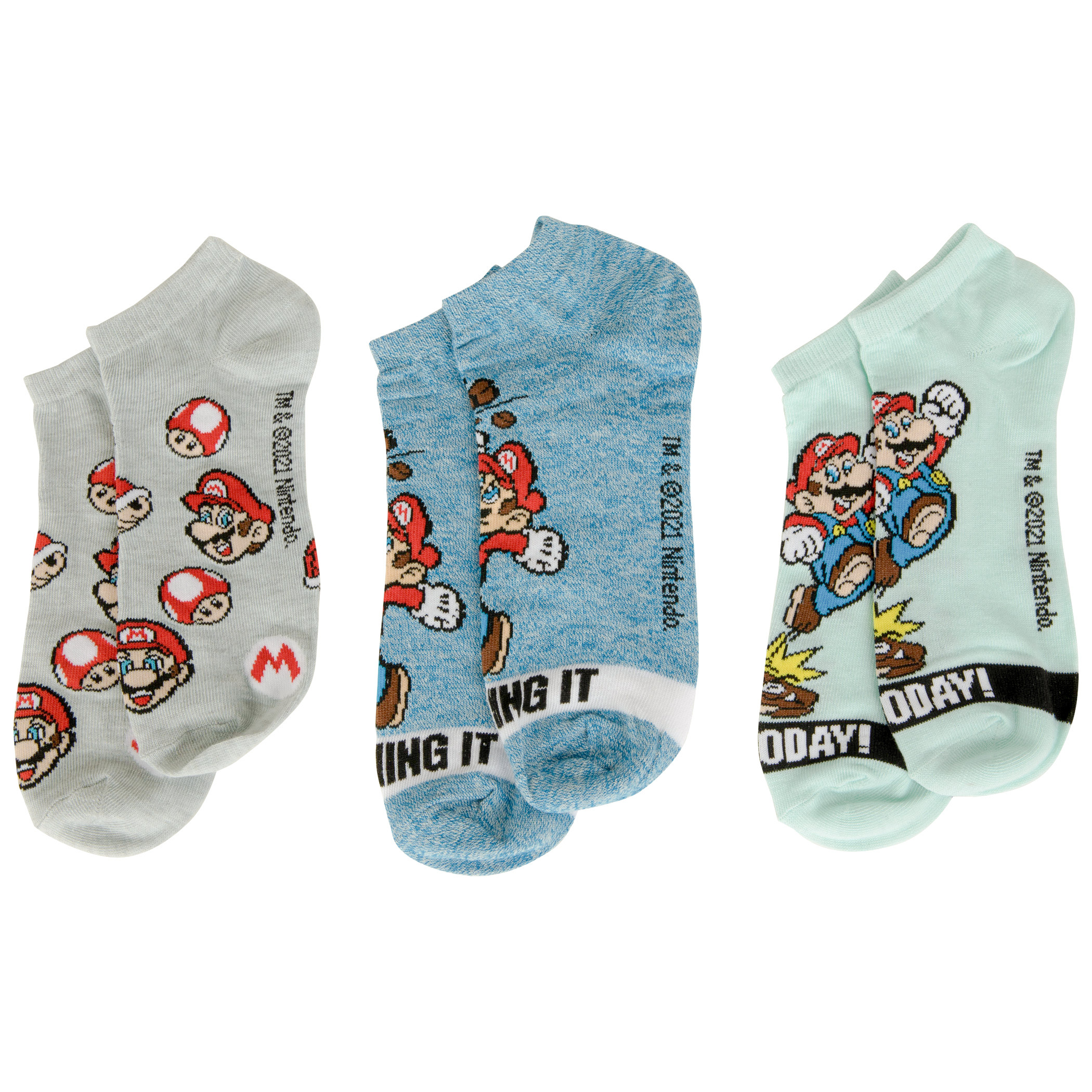 Super Mario Bros. 3-Pair Pack of Mens Ankle Socks